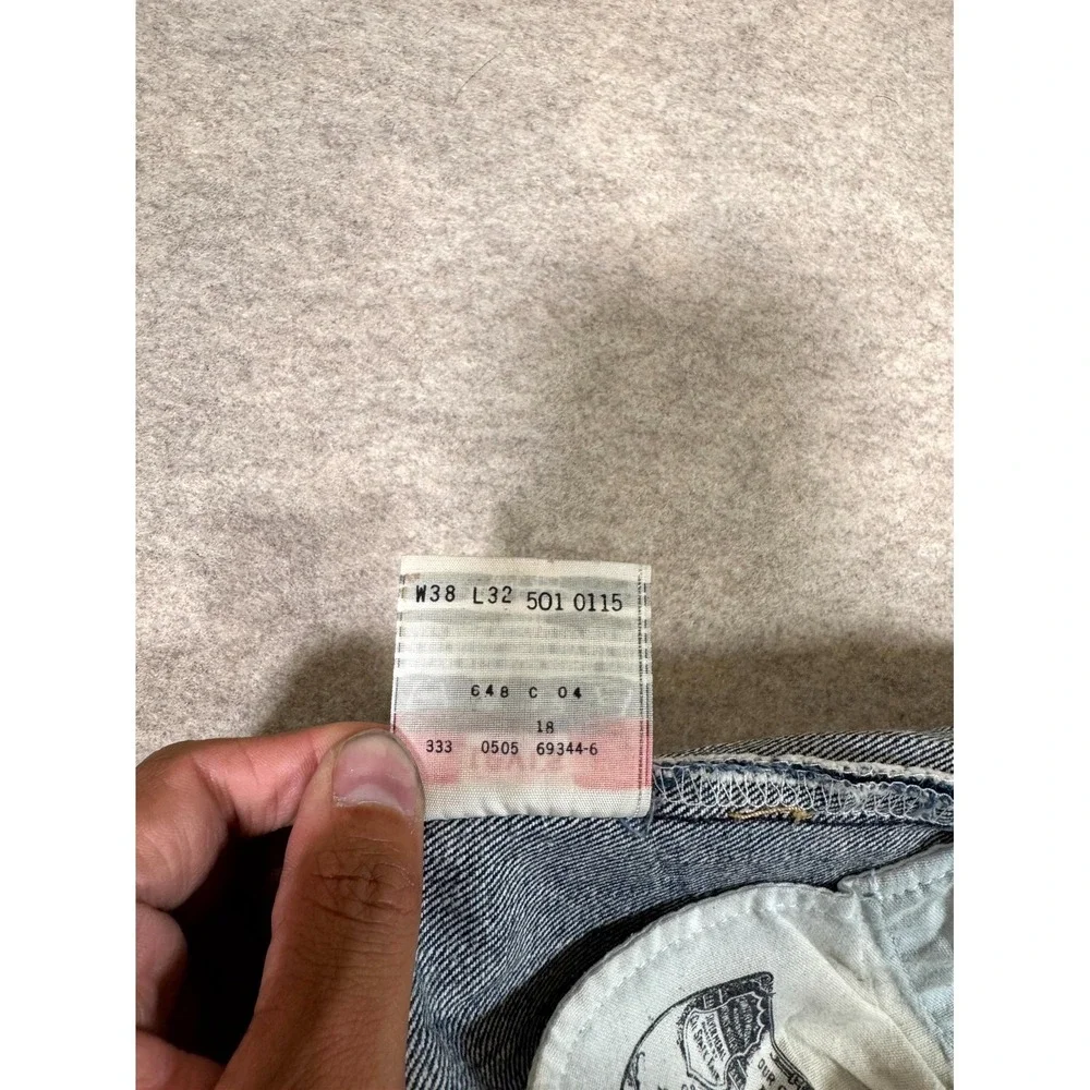 Levis 501 Original Jeans Mens 38x32 Blue Denim Classic Straight Leg‎ Button Fly